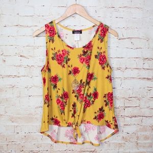 Floral tank with attached necklace